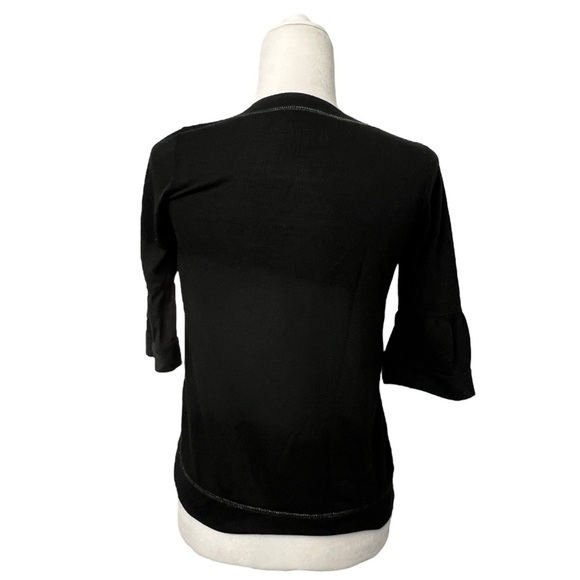 DKNY Black 3/4 Sleeve Petites Fitted Blouse - Picture 4 of 12